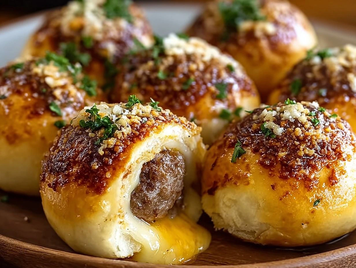 Garlic Parmesan Cheeseburger Bombs crispy cheesy homemade bites