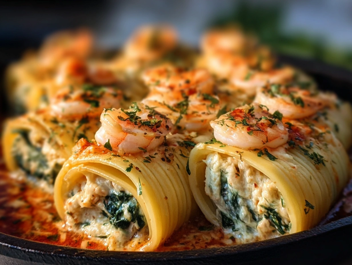 Shrimp and Spinach Stuffed Pasta Rolls 1 Shrimp and Spinach Stuffed Pasta Rolls 2