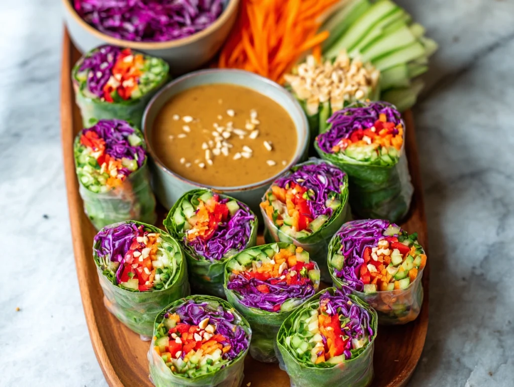 Vegetable Spring Rolls with Peanut