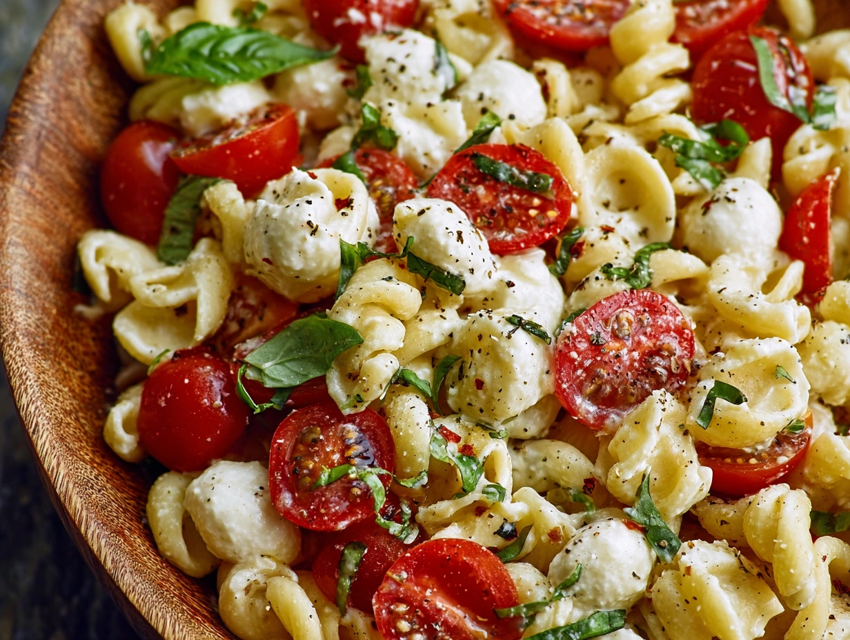 Creamy Caprese Pasta Salad