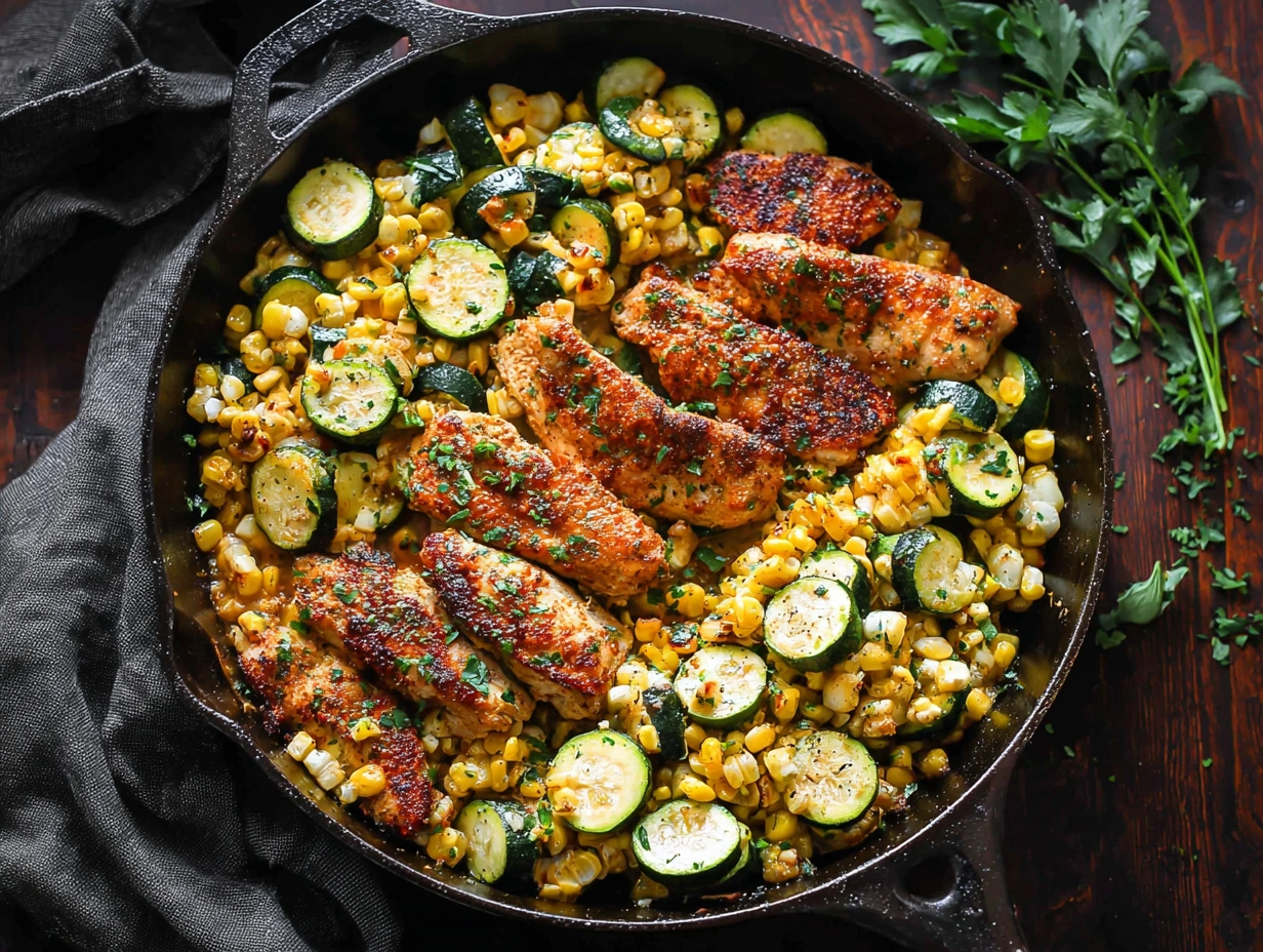 Garlic Butter Chicken with Zucchini and Corn