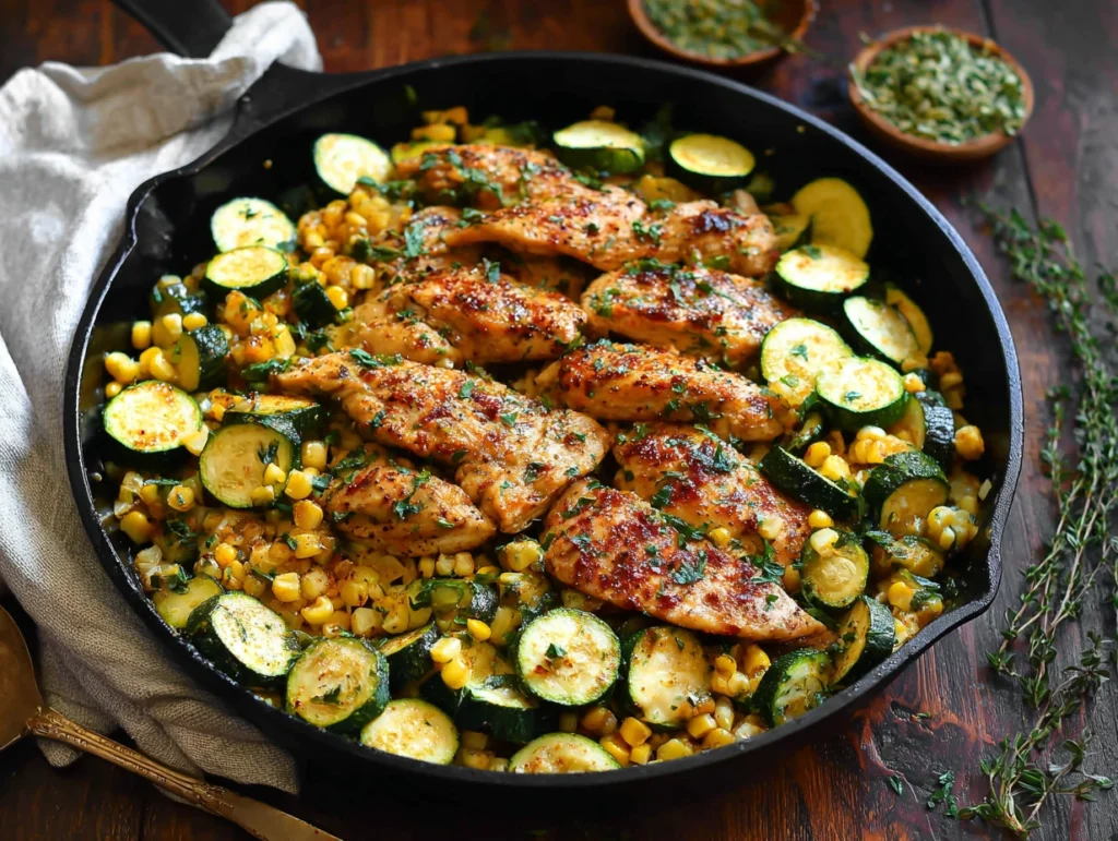 Garlic Butter Chicken with Zucchini and Corn