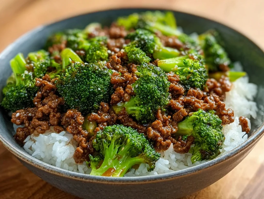 Honey Garlic Ground Beef and Broccoli