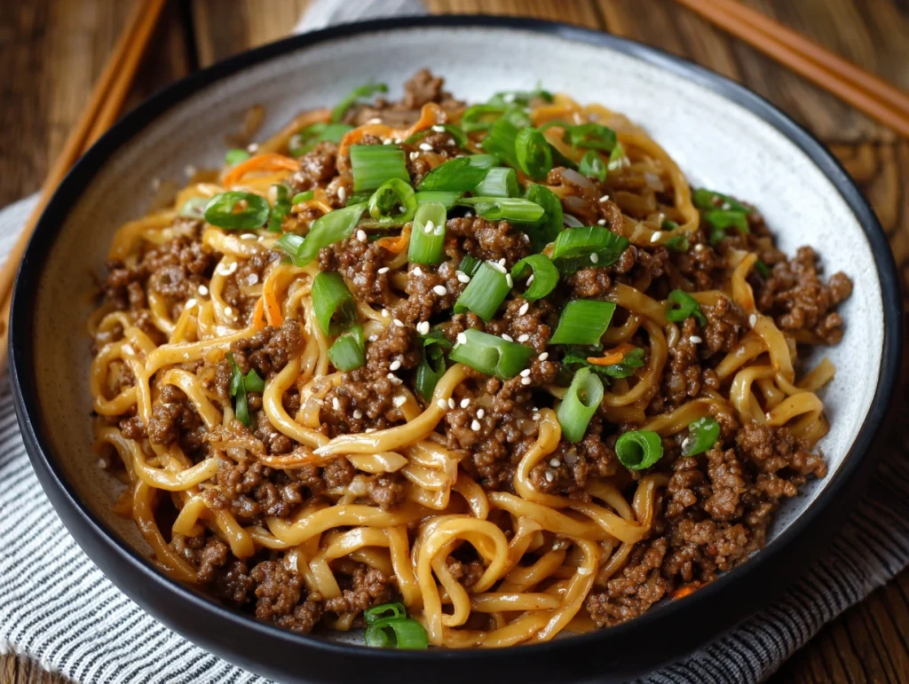 Mongolian Ground Beef Noodles